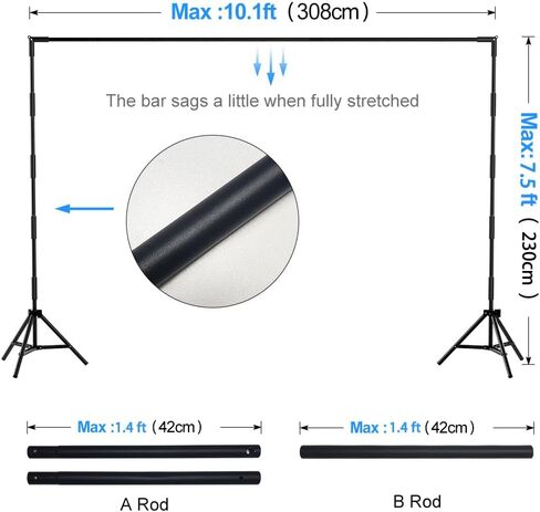 Photo Backdrop Stand, 10x7.5 FT Photo Studio Adjustable Background Stand,Portable Photography Backdrop Stand Kit with Carrying Bag for Parties,Photoshoot,Wedding,Events Decoration in Kuwait