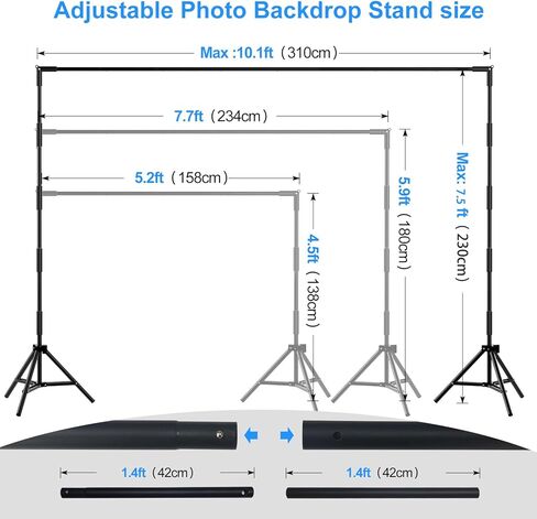 Photo Backdrop Stand, 10x7.5 FT Photo Studio Adjustable Background Stand,Portable Photography Backdrop Stand Kit with Carrying Bag for Parties,Photoshoot,Wedding,Events Decoration in Kuwait