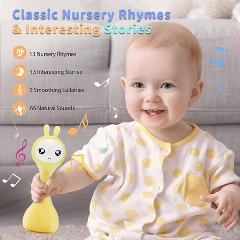 alilo Smarty Baby Audio Player - Toy with Chewable Teether Ears & Colorful Lights - Plays Educational Sounds Stories & White Noise for 0-24 Months Kids - Perfect Baby Gift for Early Learning | Yellow in Saudi Arabia