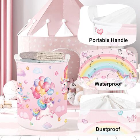 Rainbow Animals Baby Laundry Hamper Collapsible Clothes Kids Storage Basket Large Girls Gift Toy Box Bin for Bedroom, Castles, 36L in Saudi Arabia