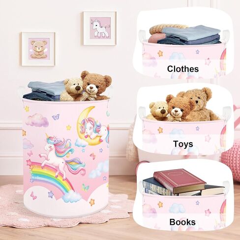 Rainbow Animals Baby Laundry Hamper Collapsible Clothes Kids Storage Basket Large Girls Gift Toy Box Bin for Bedroom, Castles, 36L in Saudi Arabia