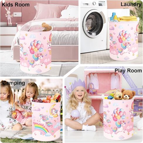 Rainbow Animals Baby Laundry Hamper Collapsible Clothes Kids Storage Basket Large Girls Gift Toy Box Bin for Bedroom, Castles, 36L in Saudi Arabia
