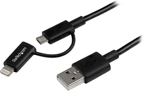 StarTech.com 1m (3ft) Apple Lightning or Micro USB to USB Cable for iPhone / iPod / iPad - White - Apple MFi Certified (LTUB1MWH) in Saudi Arabia