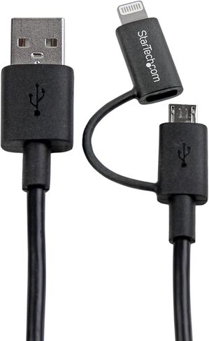 StarTech.com 1m (3ft) Apple Lightning or Micro USB to USB Cable for iPhone / iPod / iPad - White - Apple MFi Certified (LTUB1MWH) in Saudi Arabia