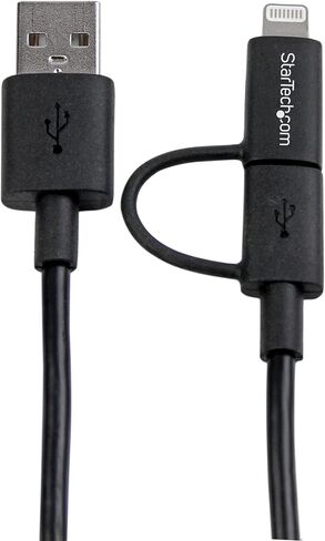 StarTech.com 1m (3ft) Apple Lightning or Micro USB to USB Cable for iPhone / iPod / iPad - White - Apple MFi Certified (LTUB1MWH) in Saudi Arabia