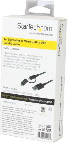 StarTech.com 1m (3ft) Apple Lightning or Micro USB to USB Cable for iPhone / iPod / iPad - White - Apple MFi Certified (LTUB1MWH) in Saudi Arabia