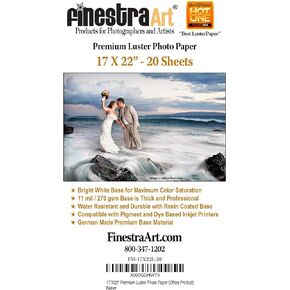 17" X 22" Premium Luster Inkjet Photo Paper - 20 Sheets