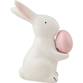 Ceramic Easter Egg Rabbit Ornaments Exquisite Ceramic Sculptures Spring Garden Tabletop Decorations Easter Parties and Gifts Set Off a Festive Atmosphere (Large Egg with Powder)