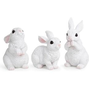 Hodao Easter Decor Resin Furry Rabbits - Easter Set - Unique Handcrafted Design - Add Warmth and Festivity to Your Holidays - Perfect Home Decoration - Gift of Choice(3pcs)…