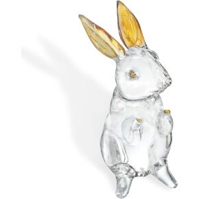 HDCRYSTALGIFTS 3.5inch Crystal Rabbit Bunny Figurine Collectibles Spring Easter Decoration Glass Art Animal Paperweight Ornament Creative Gift
