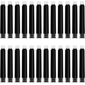 BEILUNER Fountain Pen Set Ink Cartridges Black Color, Value Pack of 24 Refill Ink Cartridges, 2.6 mm Bore Diameter- Preppy Combo for Fine Writing