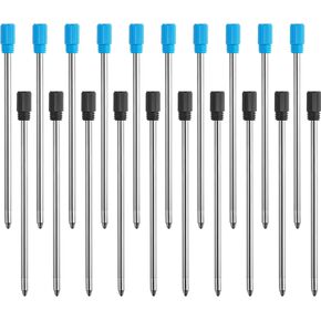 TecUnite 2.75 Inch Ballpoint Pen Refills for Diamond Crystal Stylus Pens and Ballpoint Pens with Black Velvet Bag, 20 Pieces (Black and Blue Refill)