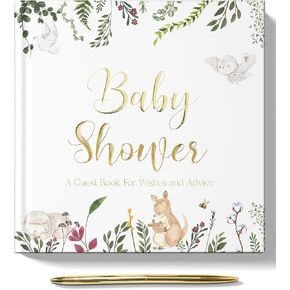 Baby Shower Guest Book - Baby Shower Sign in Guest Book - Gender Neutral - Includes Gold Pen and Please Sign Table Card