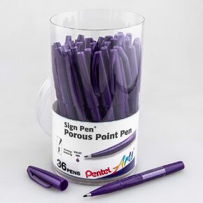 Pentel Arts Sign Pen, Fiber-tipped, Red Ink 36-pk Canister (S520PC36B)