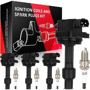SCITOO 4 ignition coils + 4 iridium Spark Plugs,for Volvo V40 1.9L 2000 2001 2002 2003 2004,for Volvo S40 1.9L 2000 2001 2002 2003 2004 UF365 ‎C1259 5c1317 E395