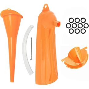 9" Crankcase Oil Fill Funnel Drip Free Oil Filter Funnel Primary Case Oil Fill Funnel Oil Drain Plug O-Ring Set Fit for Harley 4 Pcs Orange