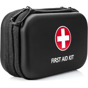 Mini First Aid Kit, 118 Piece Hiking 1st Aid Kit, Portable Small Waterproof Hard Shell Emergency Survival Kit, Essential for Travel, Car, Camping, Hiking, Home, Office, School(Black) in Saudi Arabia