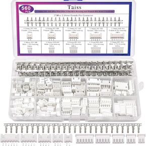 Taiss 560PCS 2.54mm JST-XH Connector Kit 2.54mm 2/3/4/5/6 Pin Housing Female and Male Adapter Cable Connector Plug,JST Connector Female Pin Head Connector Adapter Plug