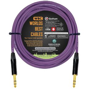 WORLDS BEST CABLES 25 Foot - Gotham GAC-2 AES/EBU (Purple) – Low-Loss, 2xCore 2xShielded Balanced Digital & Analog Audio Cable w/Neutrik NP3X-B ¼ Inch (6.35mm) TRS Plugs - Custom Made