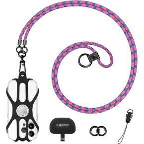 Kaptron Universal Cell Phone Lanyard: Adjustable Crossbody Cell Phone Strap with Silicone Phone Holder and Phone Tethers