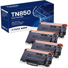 خرطوشة حبر بديلة متوافقة مع Brother TN850 TN-850 TN820 TN-820 تعمل مع طابعة HL-L6200DW HL-L5200DW MFC-L5850DW MFC-L6800DW DCP-L5600DN (أسود، 4 عبوات)