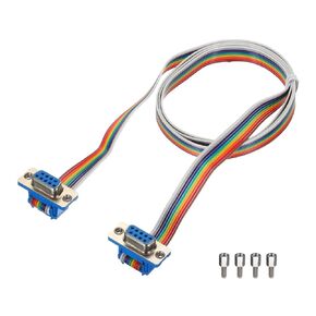 MECCANIXITY 1 Pcs IDC Rainbow Wire Flat Ribbon Cable DB9 Female to DB9 Female 39.4 Inch Length 2.54mm Pitch Breadboard Jumper Wires for Electronic Projects
