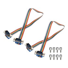 MECCANIXITY 2 Pcs IDC Rainbow Wire Flat Ribbon Cable DB9 Male to DB9 Male 11.8 Inch Length 2.54mm Pitch Breadboard Jumper Wires for Electronic Projects