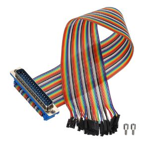 MECCANIXITY 1 Pcs IDC Rainbow Wire Flat Ribbon Cable DP37 Male to 37P Female 11.8 Inch Length 2.54mm Pitch Breadboard Jumper Wires for Electronic Projects
