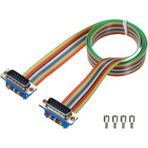 MECCANIXITY 1 Pcs IDC Rainbow Wire Flat Ribbon Cable DB15 Male to DB15 Male 39.4 Inch Length 2.54mm Pitch Breadboard Jumper Wires for Electronic Projects in Saudi Arabia