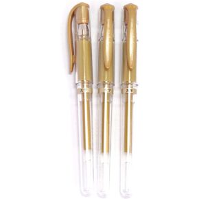 Uni-Ball Signo Broad Point Gel Impact Pen Gold Ink, 1.0mm, 3 pens per Pack (Japan import) [Komainu-Dou Original Package]