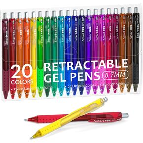 Shuttle Art Colored Gel Pens, 20 Colors Retractable Gel Ink Pens with Grip, Medium Point (0.7mm) Smooth Writing for Adults and Kids Writing Journaling Taking Notes Drawing at School Office Home