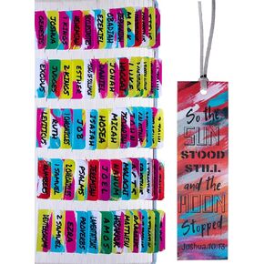Neon Brushes Theme Laminated Bible Tabs (Large Print, Easy to Read), Personalized Bible Journaling Supplies, 120 Bible Index Tabs in Total, 66 Tabs for Old and New Testament, Additional 54 Blank Tabs
