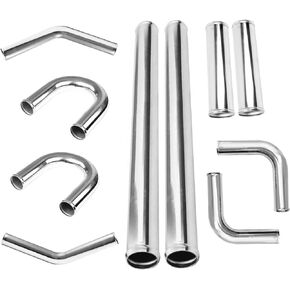 10PCS 3" Aluminum Intercooler Piping Kit, Universal DIY Custom Pipe Straight & U-Bend Elbow Tube Kits