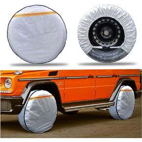 Tire Covers Set of 4, 6 Layer Wheel Covers for RV Trailer Camper Truck Motorhome Auto,Waterproof Sun Rain Frost Snow Protector Aluminum Film in Kuwait