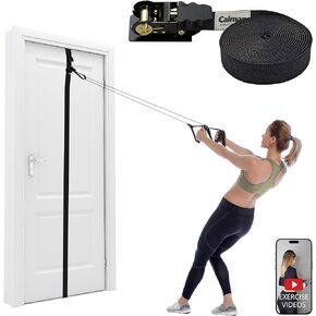 Caiman Door and Wall Moveable Anchor Straps with Adjustable Anchor Points for Resistance Bands, Workout Attachment for Home Gym, Fits 6-8 ft Doors