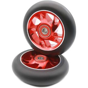2Pcs 100 mm Pro Stunt Scooter Wheels with ABEC 9 Bearings for MGP/Razor/Lucky/Envy/Vokul Pro Scooters Replacement Wheels (Red)