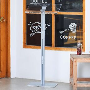 Large Acrylic Podium Black Podium Stand with Storage Shelf Wedding Christmas Birthday Classroom Professional Presentation Podium Reading Surface Platform for Office 23.6" L x 15.7" W x 46" H