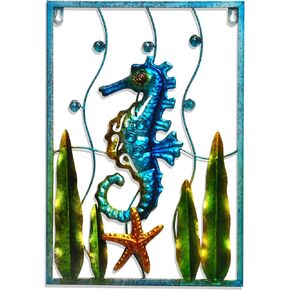 Metal Seahorse Wall Decor Seahorse Wall Art Metal Wall Sculpture Hanging Ocean Decorations Home Wall Decor Garden Fence Living Room Indoor Outdoor