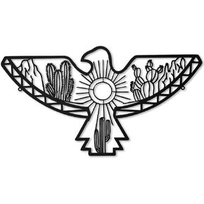 Lounsweer Aztec Eagle Southwest Metal Wall Art Metal Wall Art Outdoor Decor Metal Modern Wall Sculpture Artwork for Rustic Farmhouse Cabin Decorations Home Office Wall Decor (Black)