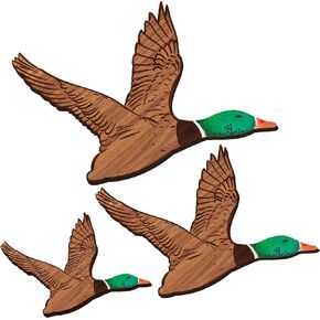 3 Size Mallard Duck Wall Art Wooden Ducks Wall Decor Rustic Flying Birds Wall Decor Carved Wood Wall Art for Home Living Room Wood Ducks Wall Decor for Bedroom Office (Green,Normal Size)