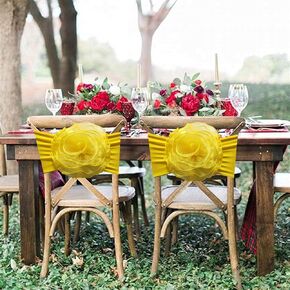 2 PCS White Flower Chair Sashes Chair Cover Chair Spandex Bands Bows tie for Thanksgiving Christmas Wedding Banquet Birthday Party Events Hotel Decoration