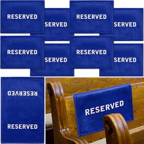 Tudomro Reserved Signs for Pews Chairs Reserved Pew Cloths Reserved Seating Signs Placeholder for Church Pew Seats Wedding Seating Decoration(Blue, White,8 Pieces)