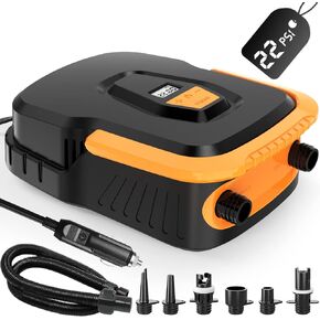 Sup Pump, Paddle Board Pump, 22PSI Digital Electric SUP Pump with LCD, Auto-Off, Electric Inflator/Deflator, 12V DC Car Connector, with 6 Nozzles for Paddle Boards, Inflatables, Kayak