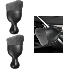 Car Detailing Brush, Curved Soft Bristles Auto Removal Dust Collectors, Universal Vehicle Dashboard, Air Conditioner Vents etc Interior Cleaning Tool Accessories (Double Purple
