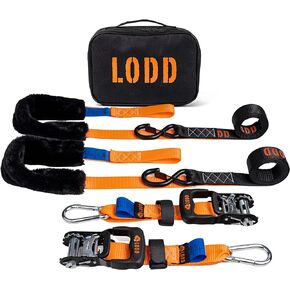 Motorcycle Tie Down Straps with Ratchets and Sheepskin Protection Loops. The Ultimate Motorcycle Straps, 38mm Wide, Secure Hooks for Motorcycles, ATVs. Carry Case Included. 3300 lb Stregth.