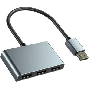 PWAY DisplayPort to Dual DisplayPort Splitter Adapter 4K60Hz, 1 in 3 Out DP 1.4 to DP Multi-Monitor Splitter for Windows or Mac