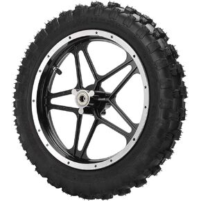 Front Wheel Rim Tire Assembly, 2.5 10in Wheel Tire Anti‑Skid Design Thickened Inner Rim Inner Tube, Rubber Tire Replacement for The Old or Damaged 47cc 49cc 2 Stroke Mini Dirt Bike Simple to Install