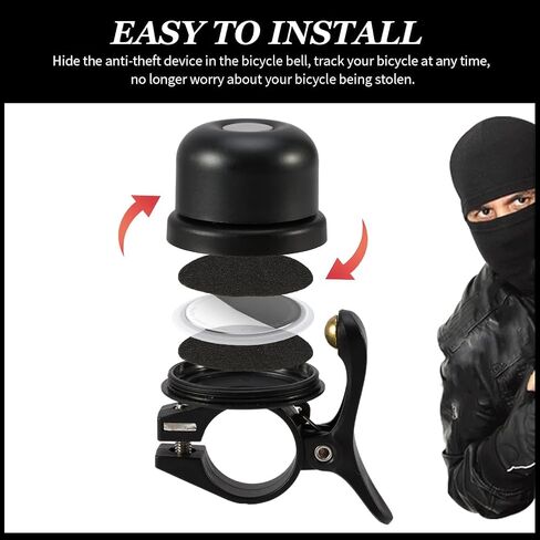 Bike Bell for Apple AirTag, Bicycle Bell for Road Mountain Bike Handlebars, Bike GPS Tracker Anti Theft Protection, Mountain Bike Accessories in Saudi Arabia
