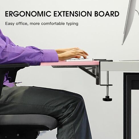 clamp on Desk Extender, Foldable Keyboard and Mouse Tray for Office Desk Extension, Ergonomic Desktop Stand for Typing and Mouse Operation 25.6 inches x 9.8 inches in Kuwait