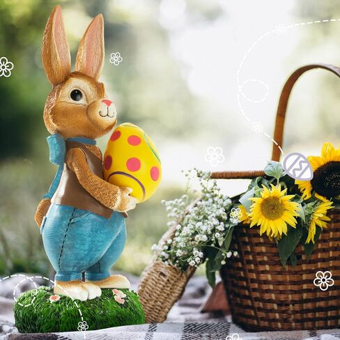 تمثال أرنب مقاس 11 بوصة لديكورات عيد الفصح، تمثال أرنب عيد الفصح، أرنب عيد الفصح مع بيض عيد الفصح، ديكورات عيد الفصح للمنزل in Kuwait